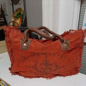 MYRA "Carroty" Bag Upcycled Canvas & Leather Handbag